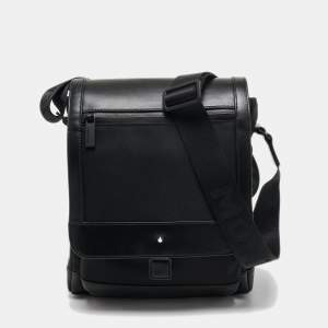 Montblanc Black Leather Nightflight Messenger Bag