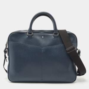 Montblanc Blue Leather Meisterstuck Laptop Bag