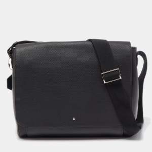 Montblanc Black Leather Sartorial Messenger Bag