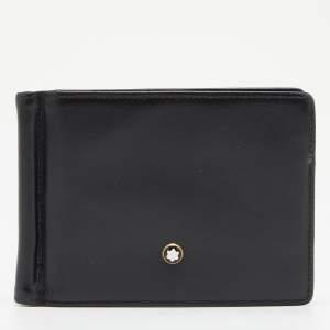 Montblanc Black Leather Meisterstuck Money Clip 6CC Wallet