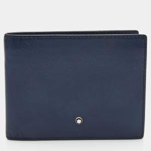 Montblanc Nay Blue Leather Meisterstuck 6CC Bifold Wallet