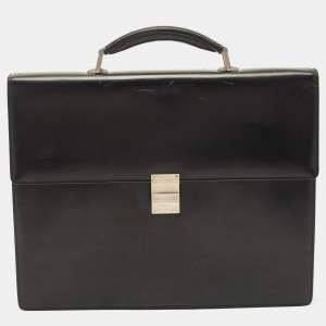 Montblanc Black Leather Meisterstuck Single Gusset Briefcase 