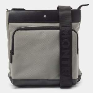 Montblanc Grey/Black Nylon and Leather Nightflight Messenger Bag