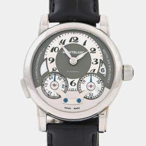 Pre Owned Montblanc Nicolas Rieussec Chronograph 102337 Automatic Silver Stainless Steel Men's Wristwatch 43mm