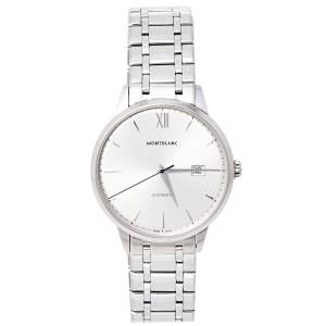 Montblanc Silver Stainless Steel Heritage Meisterstuck 7325 Men's Wristwatch 40 mm