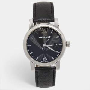 Montblanc Black Stainless Steel Leather Star 105893 Men's Wristwatch 39 mm