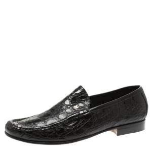 Moreschi Black Croc Leather Loafers Size 40
