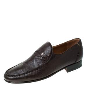 Moreschi Brown Leather Slip On Loafers Size 41