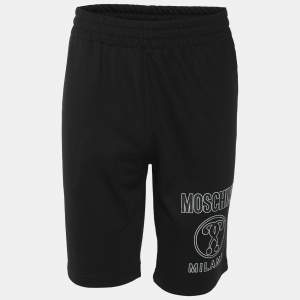 Moschino Black Jersey Logo Print Shorts M