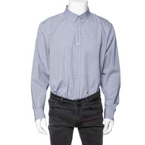 Moschino Blue Striped Cotton Button Front Shirt 3XL