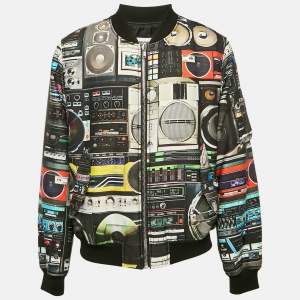 Moschino Couture Black Radio Print Nylon Jacket L