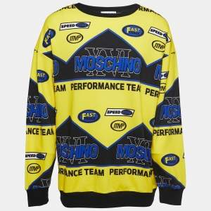 Moschino Couture Yellow Performance Print Cotton Sweatshirt L