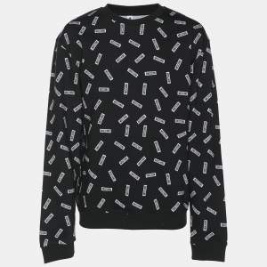 Moschino Underwear Black Cotton Knit Logo Print Crew Neck Sweatshirt L