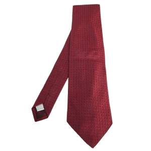 Moschino Red Patterned Silk Jacquard Tie