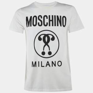 مملوكة مسبقًا Moschino Couture Off White Logo Print Cotton Crew Neck T-Shirt XS