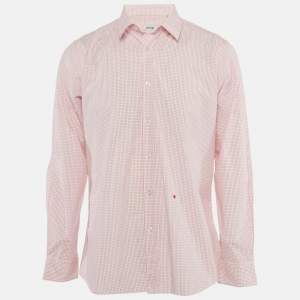 Pre Owned Moschino Pink Check Print Cotton Full Sleeve Shirt XL