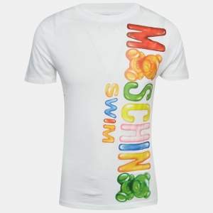 Pre Owned Moschino Swim White Gummy Bear Logo Print T-Shirt XS