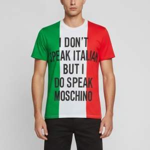 Pre Owned Moschino Multicolor Printed Jersey Italian Flag Slogan T-Shirt L 