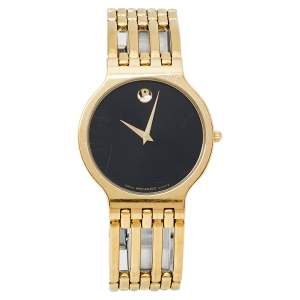 Movado Black Gold Plated Stainless Steel Esperanza Men's Wristwatch 32.50 mm