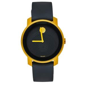 Movado Black Yellow Gold PVD Coated Aluminium Rubber Bold MB.01.1.22.6073 Men's Wristwatch 44 mm
