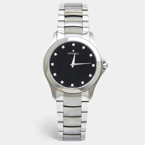 Movado Black Diamond Stainless Steel Masino 84G21855 Men's Wristwatch 40 mm 