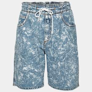 MSGM Blue Denim Acid Wash Drawstring Shorts M