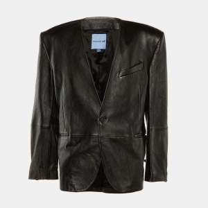Pre Owned MUGLER X HM Black Faux Leather Jacket XXL 