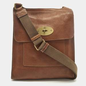 مملوكة مسبقًا Mulberry Antony Large Brown Leather Messenger Bag