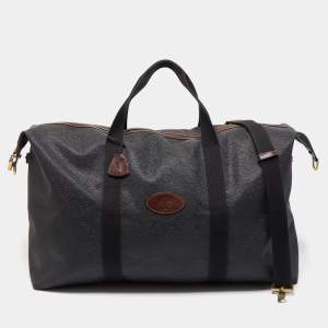 Mulberry Black/Brown Grain Leather Oversized Top Zip Weekender Bag