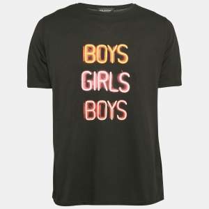 Neil Barrett Black Printed Cotton and Modal Round Neck T-Shirt M
