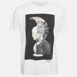Neil Barrett White Mohawk Warrior Print Cotton T-shirt L