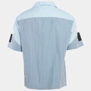 Neil Barrett Blue Geometric Print Cotton Loose Fit Shirt XL