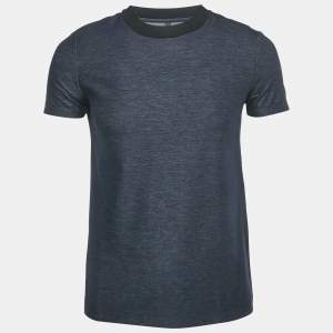 Pre Owned Neil Barrett Navy Blue Cotton Blend Crew Neck T-Shirt XS