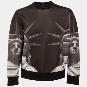 مملوكة مسبقًا Neil Barrett Black Statue of Liberty Knit Oversize Bomber Fit Sweatshirt M