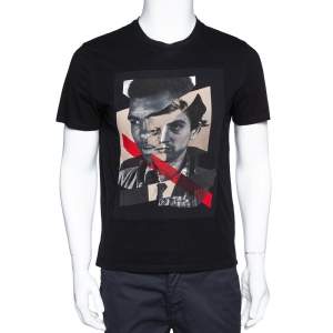 Neil Barrett Black Cotton Hybrid Ali De Niro Print T Shirt M