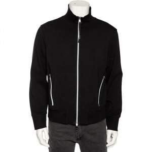 Neil Barrett Black Knit High Collar Regular Bomber Fit Tracksuit Jacket L