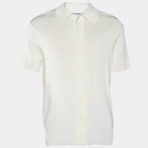 Neil Barrett Off-White Rib Knit Short Sleeve Polo T-Shirt XL