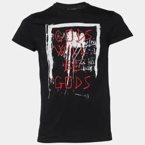 Neil Barrett Black Gods Embroidered Cotton Knit Crewneck T-Shirt S