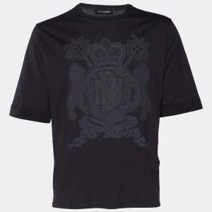 Neil Barrett Black Logo Printed Cotton T Shirt M