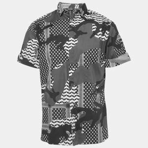 Neil Barrett Monochrome Printed Cotton Slim Fit Shirt M