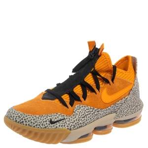 Nike Lebron Orange Suede and Textured Leather Safari 16 Sneakers Size 42.5