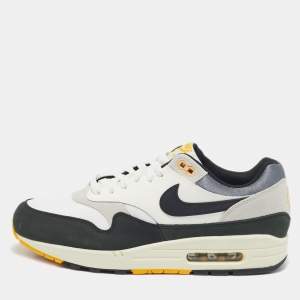 Nike Multicolor Mesh and Leather Air Max 1 Athletic Department Light Bone University Gold Sneakers Size 44