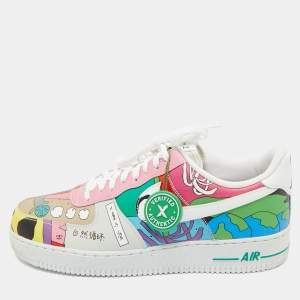 Pre Owned Nike Multicolor Leather Air Force 1 Low Flyleather Ruohan Wang Sneakers Size 45.5