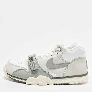 مملوكة مسبقًا Nike Air Trainer 1 Photon Dust Light Smoke Grey Size 45 White/Grey Nubuck and Leather High Top Sneakers