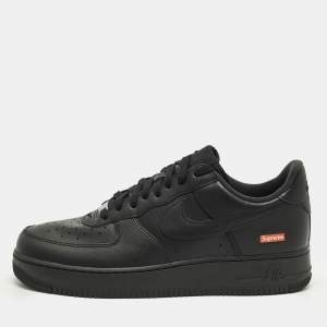 مملوكة مسبقًا Nike x Supreme Air Force 1 Size 46 Black Leather Low Top Sneakers