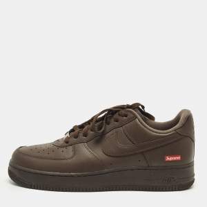 مملوكة مسبقًا Nike x Supreme Air Force 1 Baroque Brown Size 45 Brown Leather Low Top Sneakers