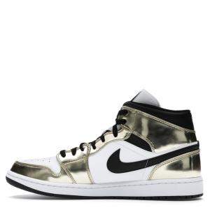 Nike Jordan 1 Mid Metallic Gold White Sneakers Size US 8.5 (EU 42)