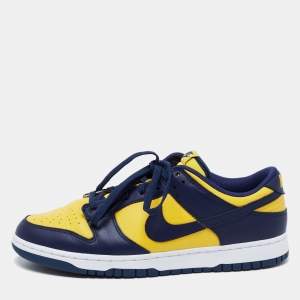 Nike Navy Blue/Yellow Leather Dunk Lace Up Retro Sneakers  Size 47