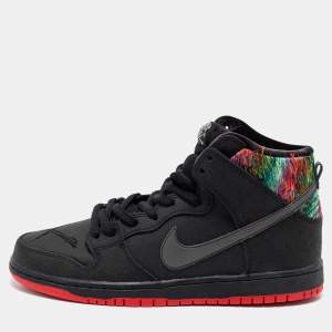 Nike Black/Multicolor Faux Leather and Embroidered Fabric SPoT SB Dunk High-Top Gasparilla Sneakers Size 43