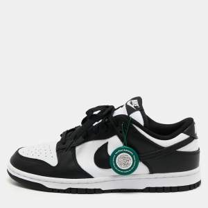 Nike Black/White Leather Dunk Retro Low Top Sneakers Size 41